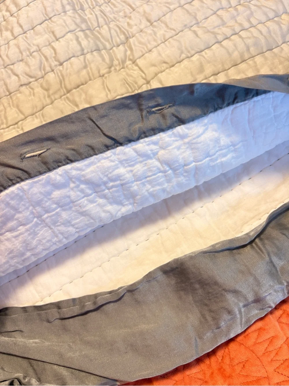 Pottery Barn Silk Channel Two-Toned Cotton Quilted Euro Sham Gray Ivory 26x26